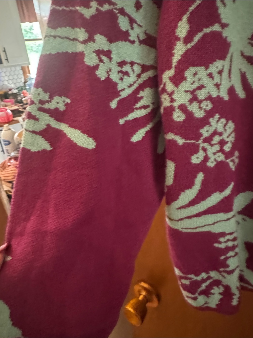 Future Collective Raspberry Floral Button-Front Cardigan Sweater - Picture 3 of 5